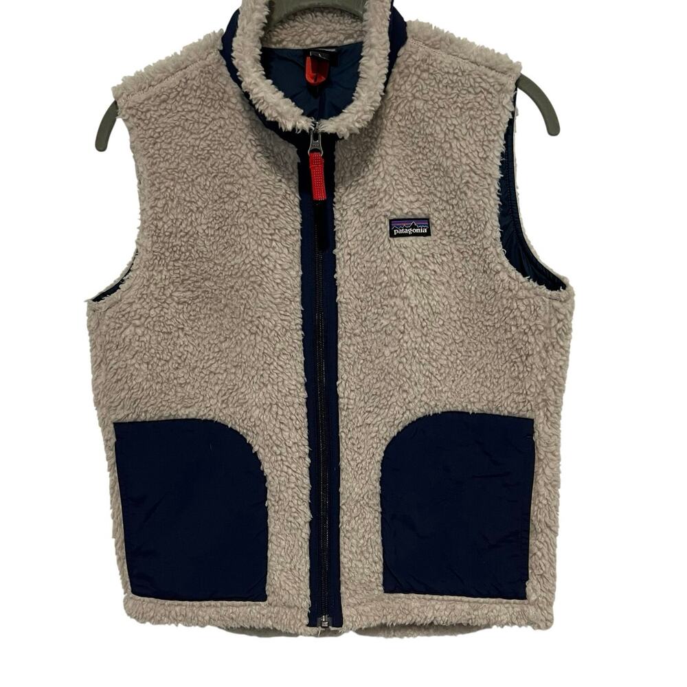 Patagonia Kids Fleece Vest - Cream and Navy